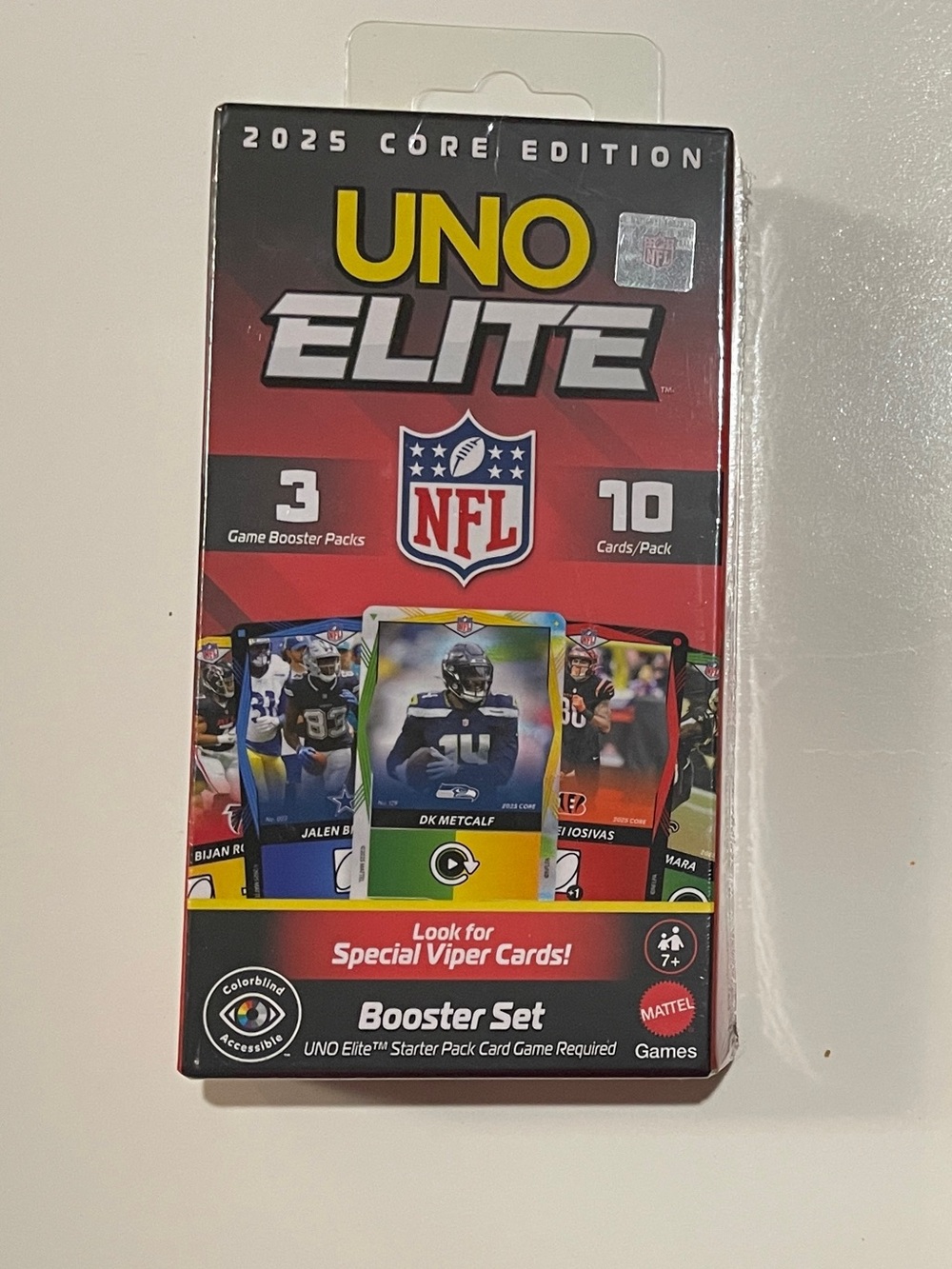 Mattel UNO Elite NFL Booster Set - Red, Yellow, Blue